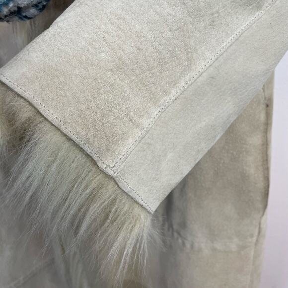 Y2K Cami Long Suede Leather Faux Fur Penny Lane Boho Glam Jacket Coat Womens XL - Picture 8 of 17